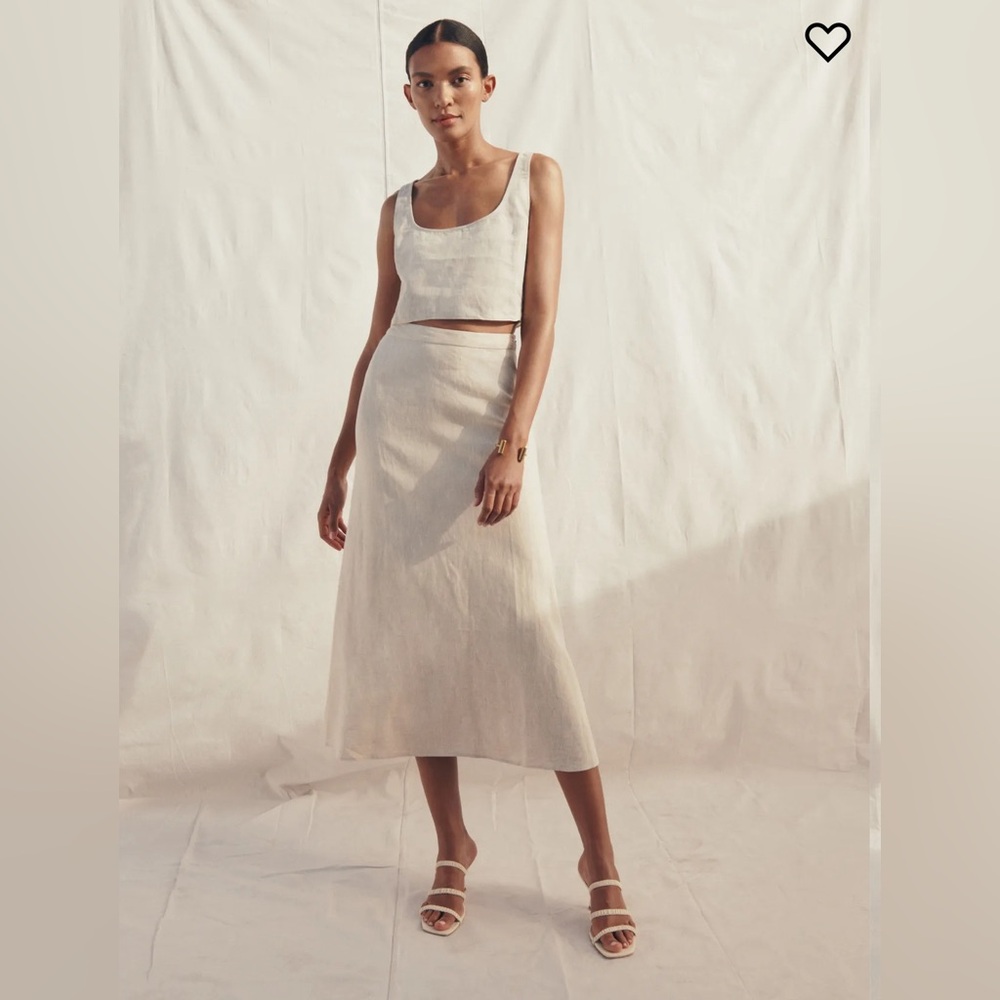Reformation Silas Linen Skirt in Oatmeal
